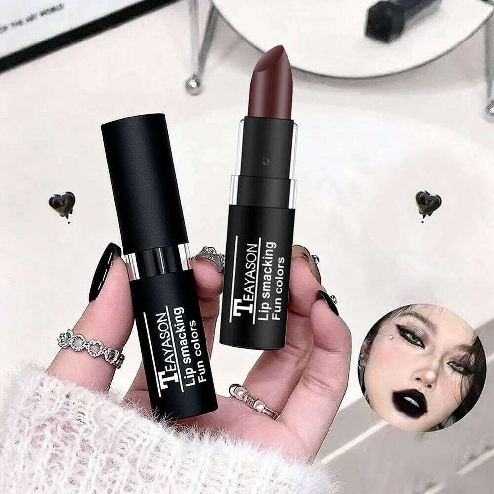 Punk Matte Black Lipstick Waterproof Long Lasting Party Glaze Personality Velvet Nude Tint Halloween Lip Cosmetics H260302