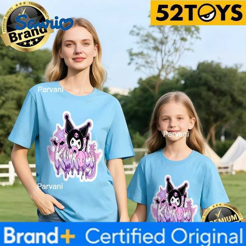 Sanrio 2026 Summer Family Outing Kuromi Graffiti Print 100 Cotton Parent-Child T-shirts Unisex Family Matching Tees Single Piece3Pcs H260302