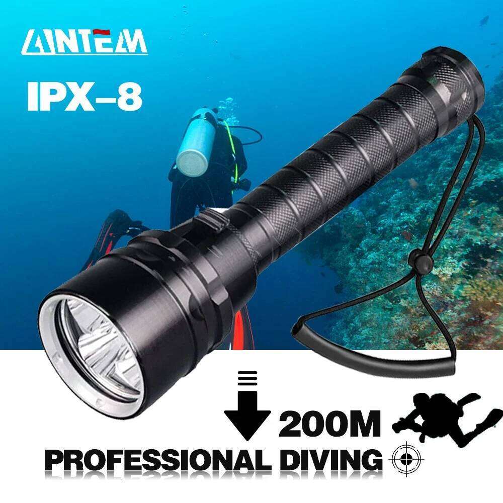 Powerful LED Diving Flashlight Super 8000LM 3/5LED Professional Underwater Torch IP8 Waterproof rating Lamp Using 18650 Battery Z260301