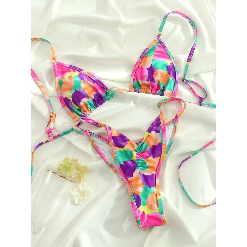 Extreme Print Bikini for Women Cut Out Swimwear Low Waist Swimsuit Micro Bikinis Set Bathing Suit Triangle Beachwear 2024 Z260301