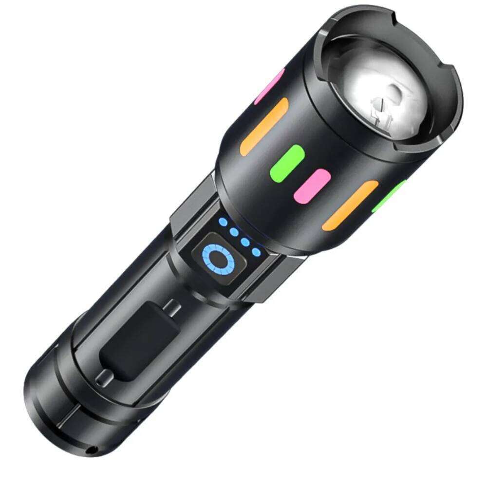 Cross-border outdoor multi-functional strong flashlight telescopic zoom TYPE-C charging long battery life portable waterproof Z260301