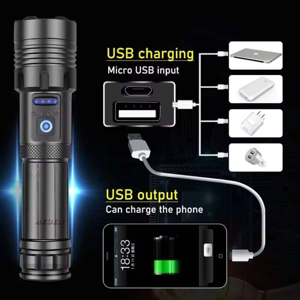 Super Powerful XHP90.2 LED Flashlight USB Rechargeable Tactical 26650 Battery Zoom Camp Torch Waterproof Hunting Light Z260301