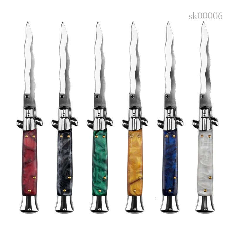 High quality 12Models 2025 Italian Style Folding Knife 4.21 440C Kriss Blade, Acrylic Handles SK06