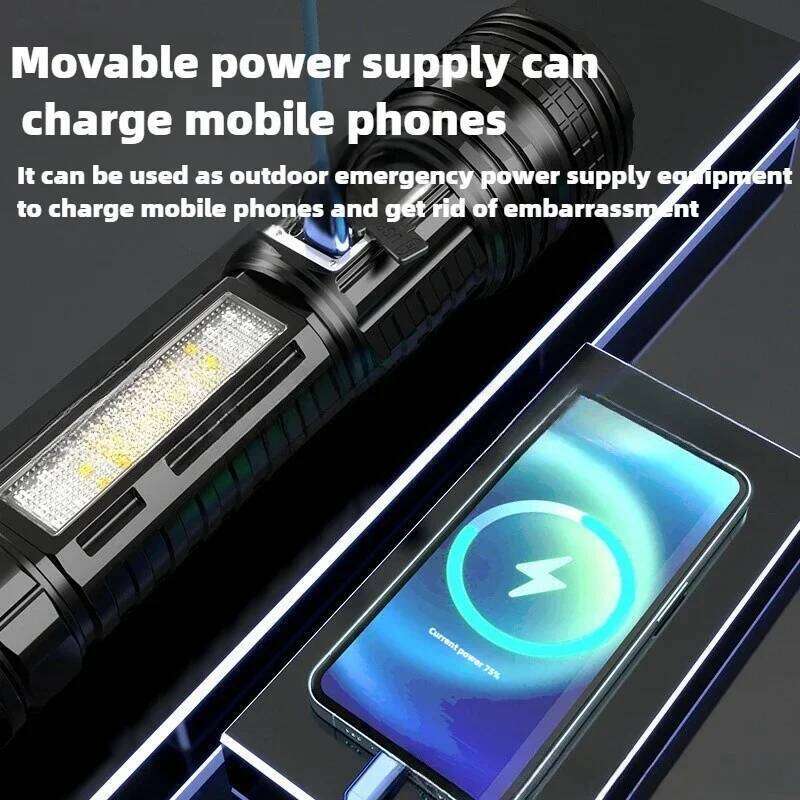 100000Lm High Power White And Yellow Laser Dual Source Cob Side Light Tactical Flashlight Emergency Spotlight Z260301