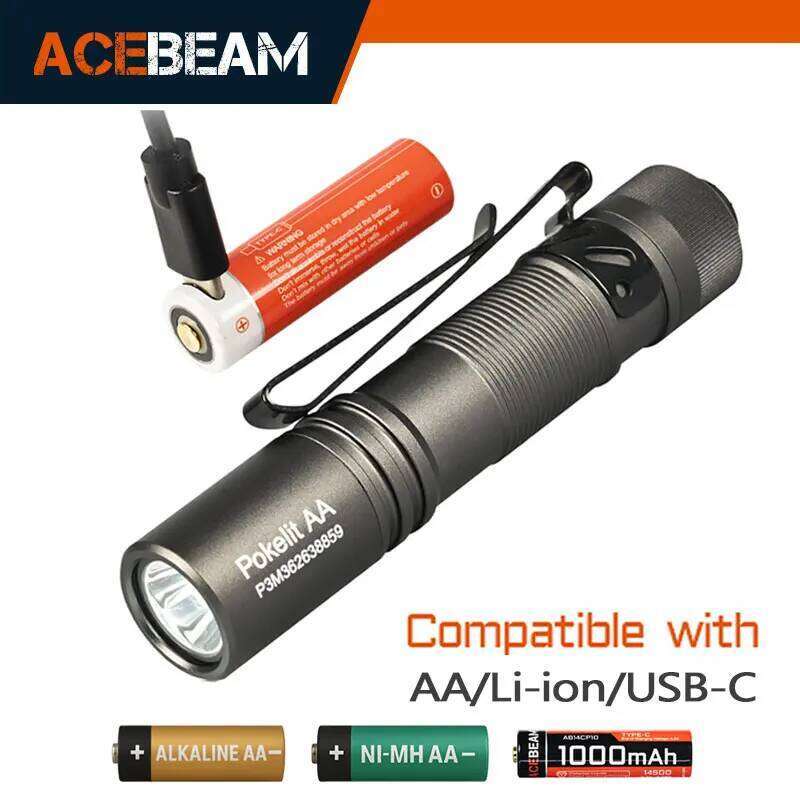 ACEBEAM High CRI EDC Flashlight Pokelit AA Rechargeable LED Flashlights Wide Voltage Mini Torch For Camping Survival Convoy Work Z260301