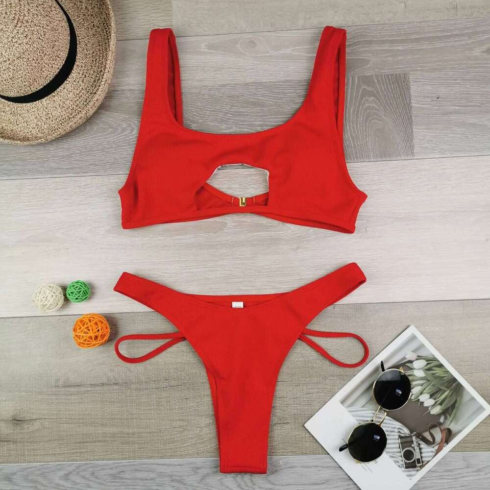 Micro 2022 Sexy Swimsuit Female Rib Bikini Set Push Up Women Swimwear Brazilian Biquini Cut Out Neon Bathing Suit Z260301