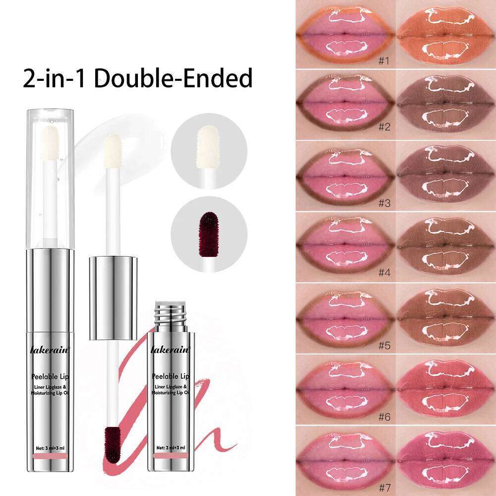 Waterproof Peel Off Liner And Lip Gloss Double Head Matte Nourishing Smudge Proof Lipstick Long Lasting Cosmetics Makeup H260302