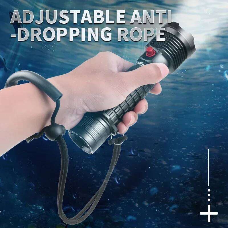 Diving Flashlight Rechargeable Strong XHP70 Focus Dive Torch Waterproof Submersible Lighting IPX-8 Underwater Flash Light Z260301