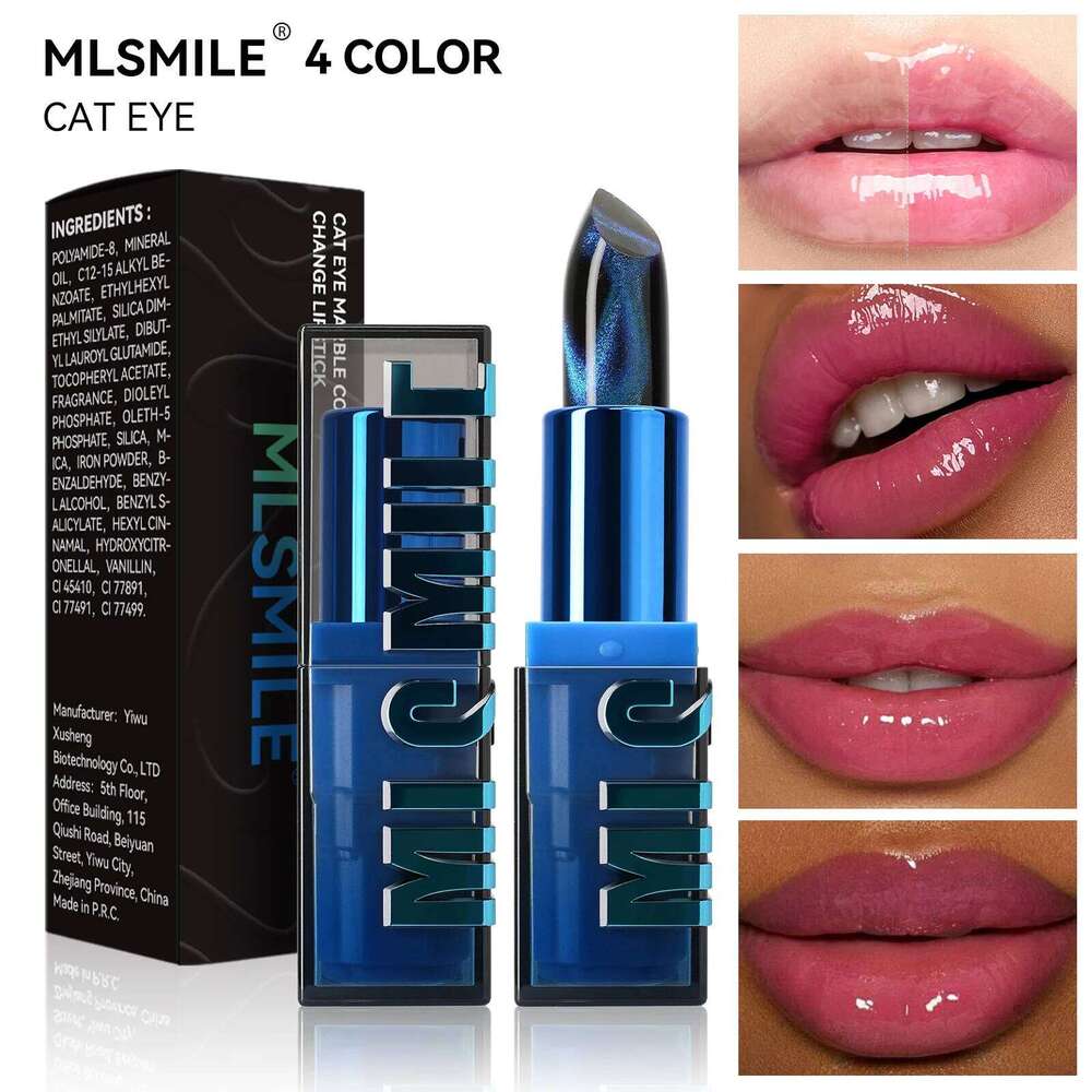 MLSMILE 4 Cat Eye Warm Moisturizing People Thousand Colors Fine Glitter Non-stick Cup Lipstick H260302