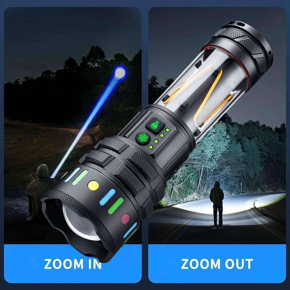 30W Zoom Round Beam LED flashlight USB Rechargeable Outdoor COB Camping Hiking Hunting Fishing Climbing Adventure Powerful Torch Z260301