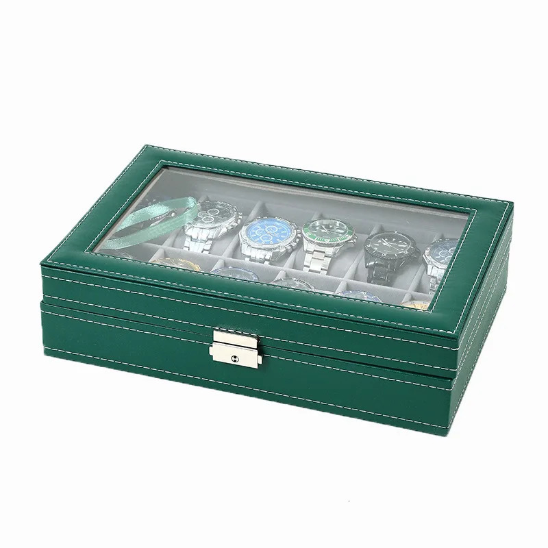 DELESYS Green Dust-proof Watch Jewelry Box With Zipper Watch Gift Box With Lock Jewelry Display Box Gift Box Birthday Present 260228