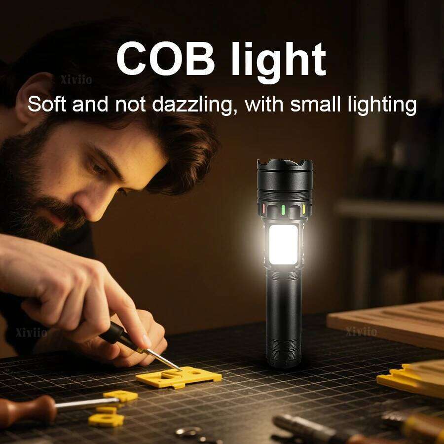 High Power LED Flashlight Built-in Battery USB Rechargeable Strong Light Torch Outdoor Camping Hiking Lantern Emergency Survival Z260301