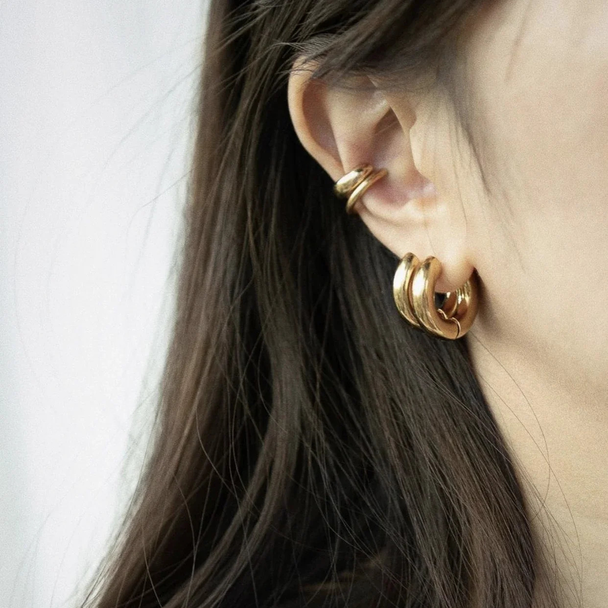 Classic Stainless Steel Ear Buckle for Women Trendy Gold Color Small Large Circle Hoop Earrings Punk Hip Hop Jewelry Accessories 260228