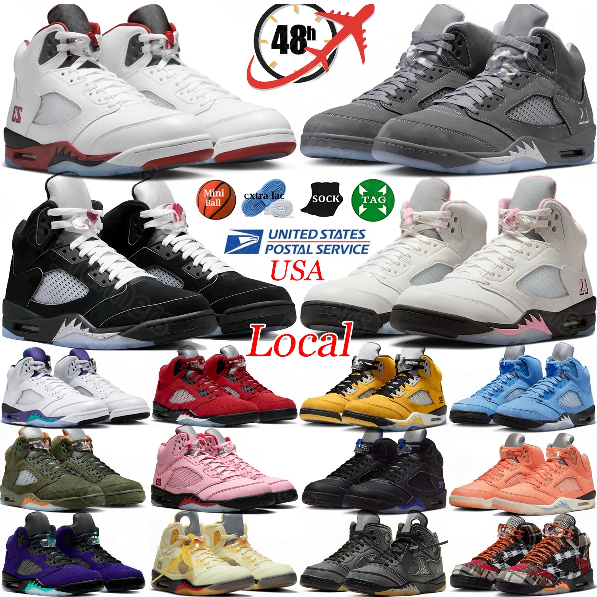 Wolf grey 5s 2026 Designer Basketball Shoes Black Metallic 5 Fire red Awake ny Medium soft pink Grape Reimagined Man Sneakers Ma Maniere Olive UNC Sail Aqua Lucky Green