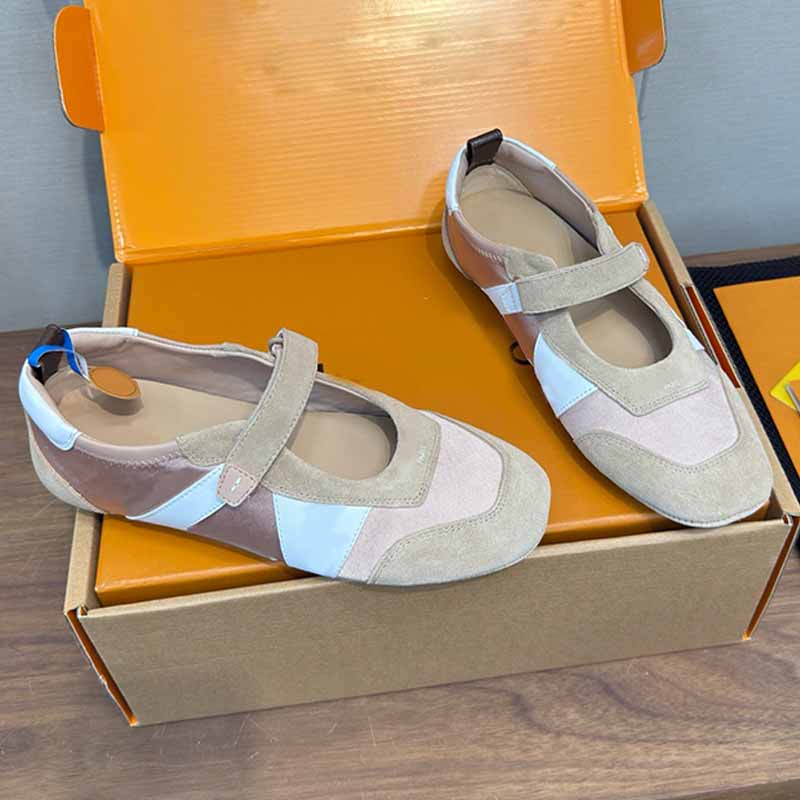 Elegant Designer Feminine Sneakerina Mary Jane Ballerines Monogram Canvas Mary Jane sneakers comfort ultra soft napa leather ballet pump Womens Pink ballet flat