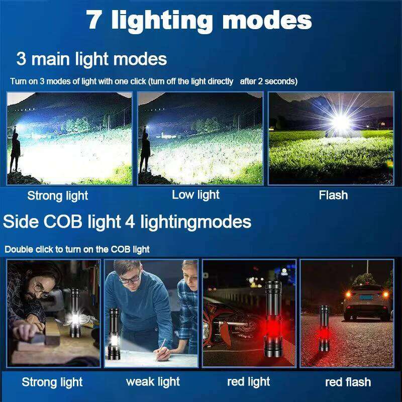 High Power Led 1000000LM Powerful LED Flashlight Portable USB Rechargeable Lamp 2600mah Emergency Camping Work Torch Z260301