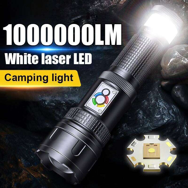 High Power Rechargeable LED Zoomable Led Flashlight With Tail Light Torch For Outdoor Camping Hiking Emergency Lamp Z260301