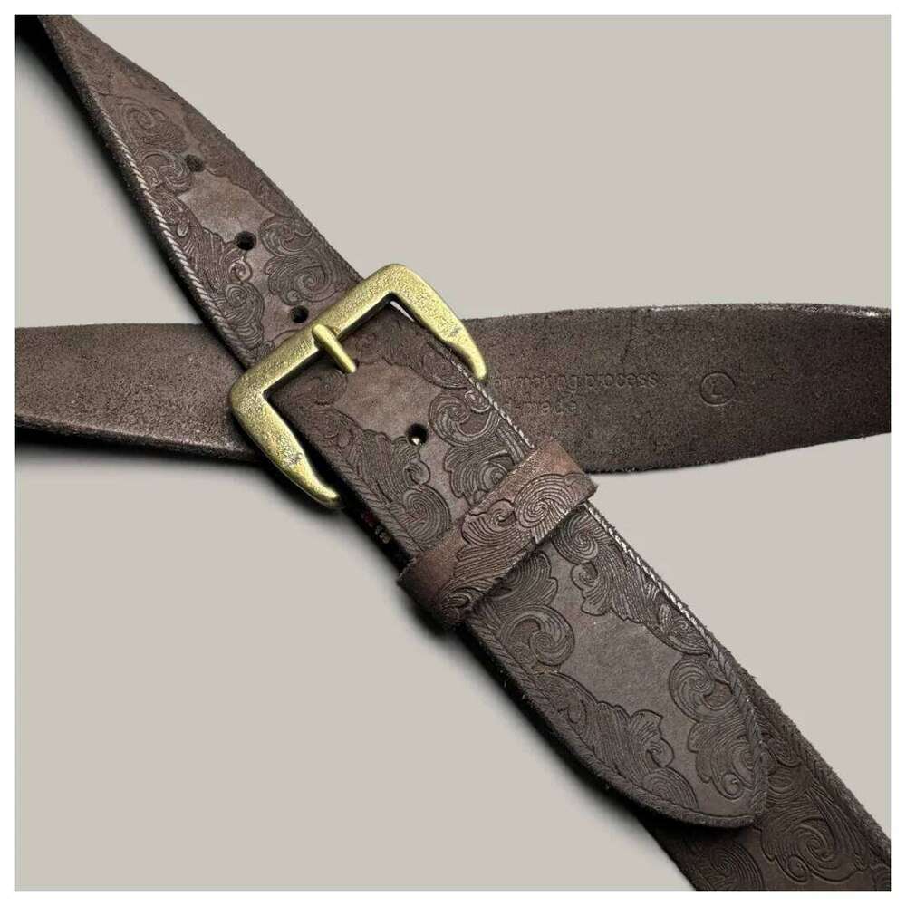 Genuine Leather Men's Luxury Designer Strap Male Fashion Pure Copper Buckle Wild Classic Retro High Quality Jeans Soft Belt S260228