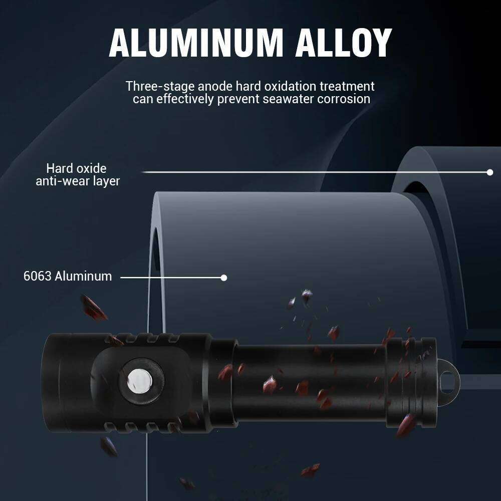 BORUiT Powerful LED Diving Flashlight 1000LM Super Bright Underwater Torch 18650 Battery IPX8 Waterproof Lamp With Hand Rope Z260301