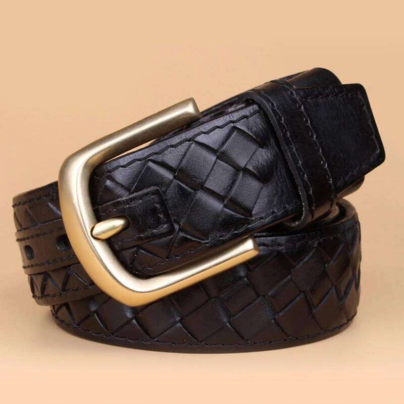Weaving Belt Copper Buckle Designer Genuine Leather For Men Woven Male Strap Braided Belts Man 3.8cm width belt for Jeans S260228