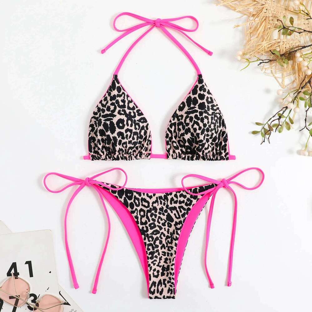 Sexy Bikini Push Up Triangle Tie String Bikinis Women Brazilian Thong Swimwear Leopard Print Bathing Suit Swimsuit Beach Wear Z260301