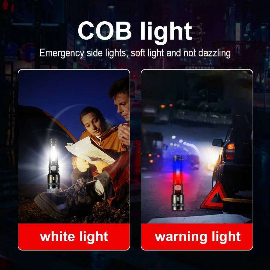 ABS Ultra Bright High Power Led Flashlight 100000LM COB Red Flash Lights 5 Modes USB Rechargeable Flashlights Outdoor Zoom Torch Z260301