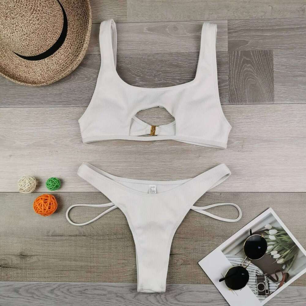 Micro 2022 Sexy Swimsuit Female Rib Bikini Set Push Up Women Swimwear Brazilian Biquini Cut Out Neon Bathing Suit Z260301