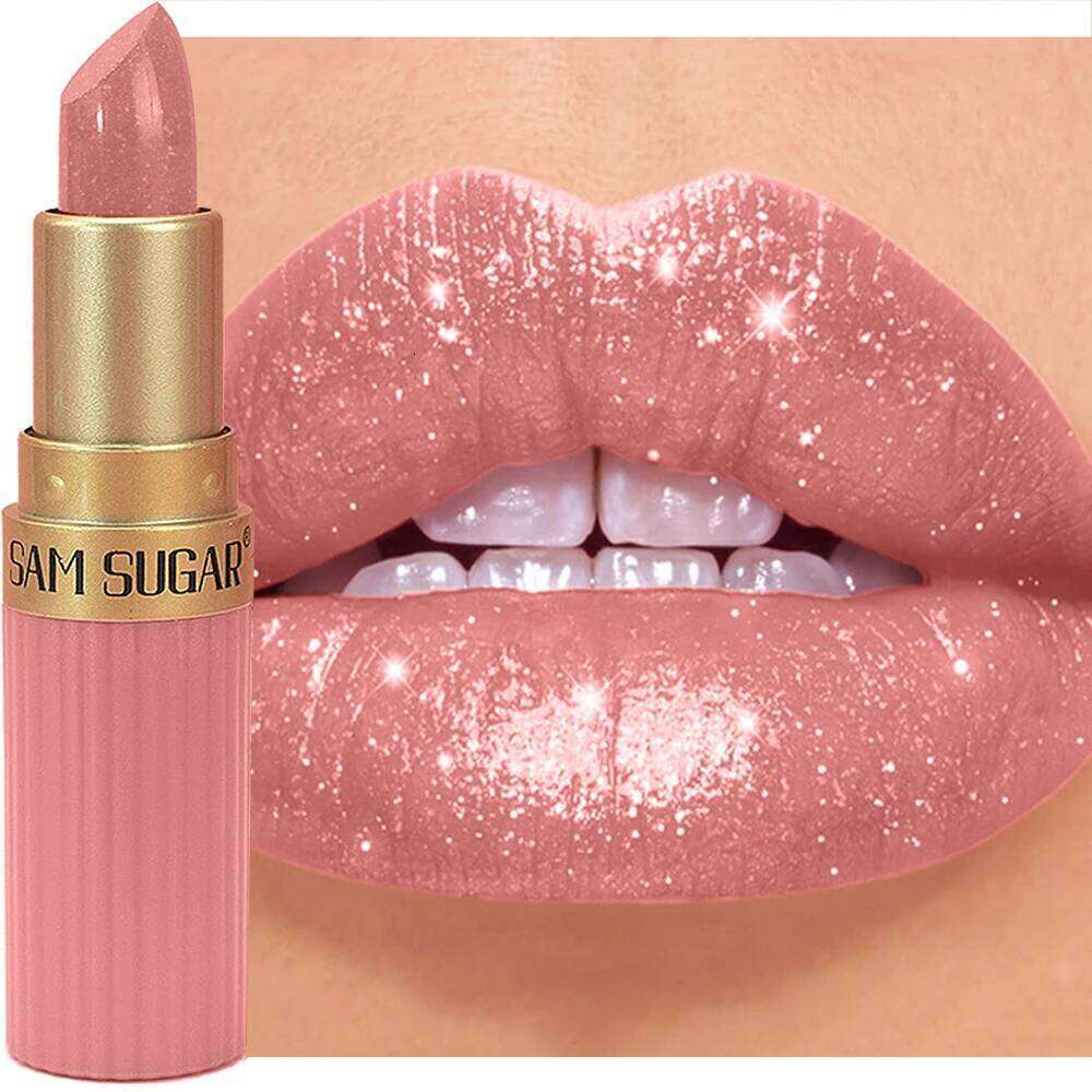 6colors Glitter Lipstick Waterproof Long Lasting Gloss Diamond Shimmer Pearl Lip Glaze Moisturizing Women Lips Makeup Novice H260302