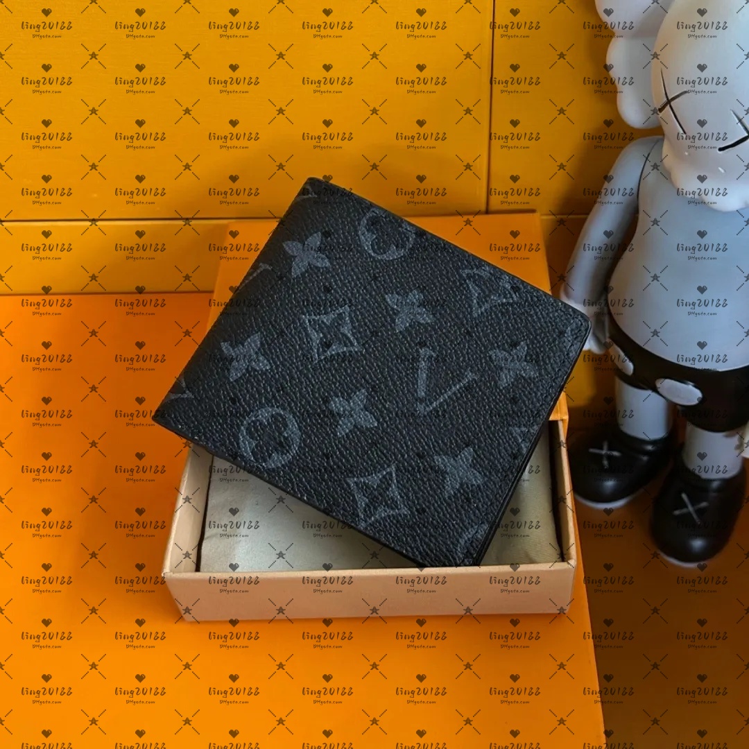 5A Genuine leather Designers Men wallets flower card holder women fashion plaid style purse mens Clutch wallet luxurys Man Bags with box and dustbag