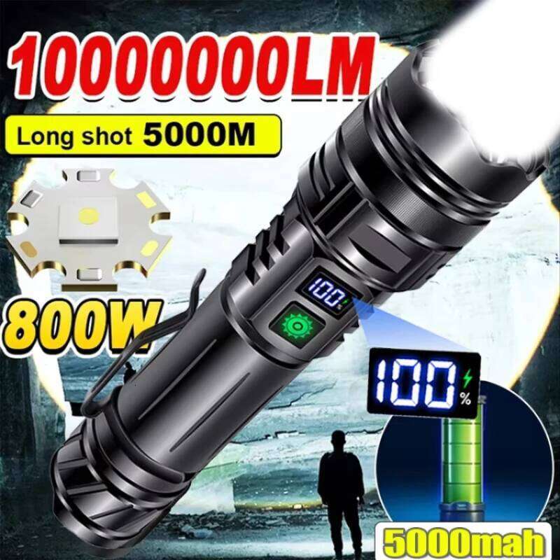 High Power LED Flashlight USB Rechargeable Powerful Strong Light Lantern Portable Tactical Pen Holder Torch For Outdoor Camping Z260301