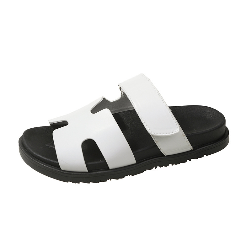 Free shipping 2026 Summer New Large Size Designer Slippers for Women and Men Color blocked Casual Versatile Velcro Fashion Beach Shoes