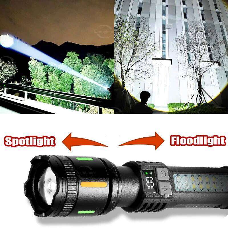 1000000LM LED Flashlight Rechargeable Zoom Tactical Torch 3000M Long Range Powerful Flash Light Fishing Camping Lantern Z260301