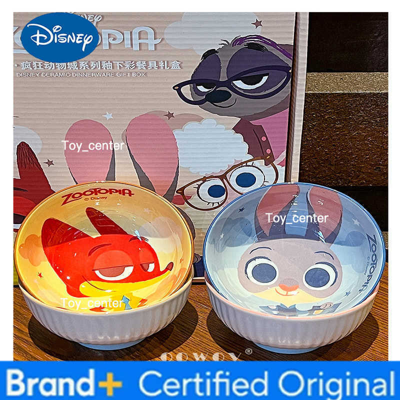 Disney New Zootopia Judith Nick Ceramic Tableware Gift Box Bowl Home High Beauty New Year Birthday Companion Gift H260302