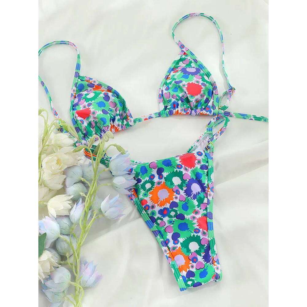 Extreme Print Bikini for Women Cut Out Swimwear Low Waist Swimsuit Micro Bikinis Set Bathing Suit Triangle Beachwear 2024 Z260301