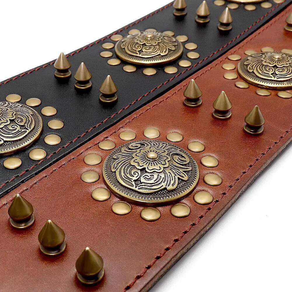 Cool Pet Leather Collars Adjustable Spiked Studded Big Dog Collar For Medium Large Dogs Pitbull Correa Perro 26Y0302