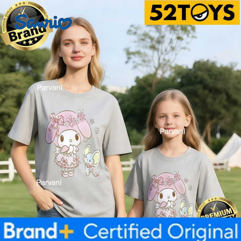 Sanrio 2026 Autumn-Winter Trending My Melody Little Mouse Print 100 Cotton Parent-Child T-Shirts High Quality Loose Casual Y2k H260302