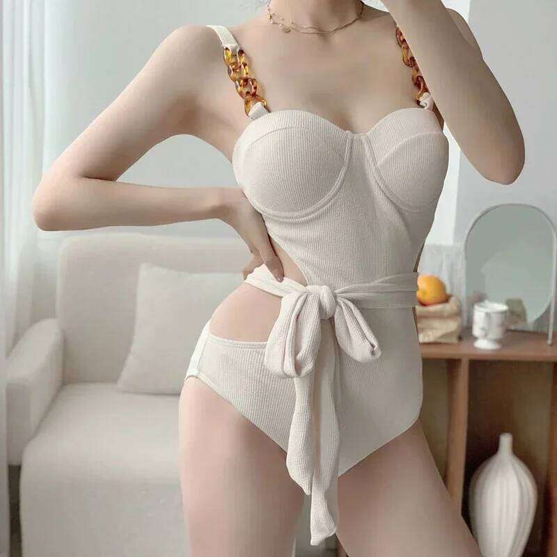 Black One Piece Swimsuit Women Hollow Out Lace Up High Waist Suspender Bathing Suit 2025 New Beach Vacation Temperament Swimwear Z260301