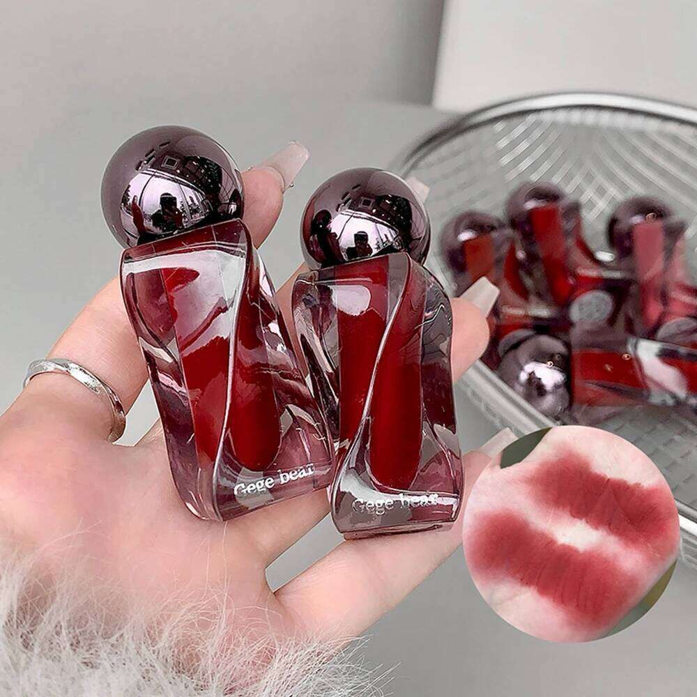 Gege Bear Glaze, Matte Velvet Lip Clay, Irregular Bottle Design, Long-lasting Color Non-drying Lipstick H260302