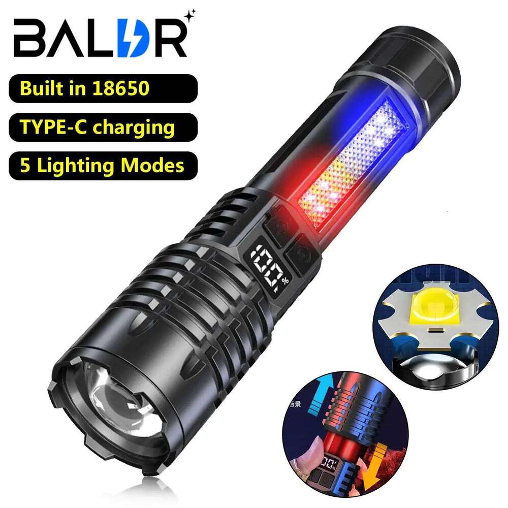 BALDR High Power AJ-004 Telescopic Zoom Built-in Battery Rechargeable Led Flashlight Outdoor Camping Hiking Torch Z260301