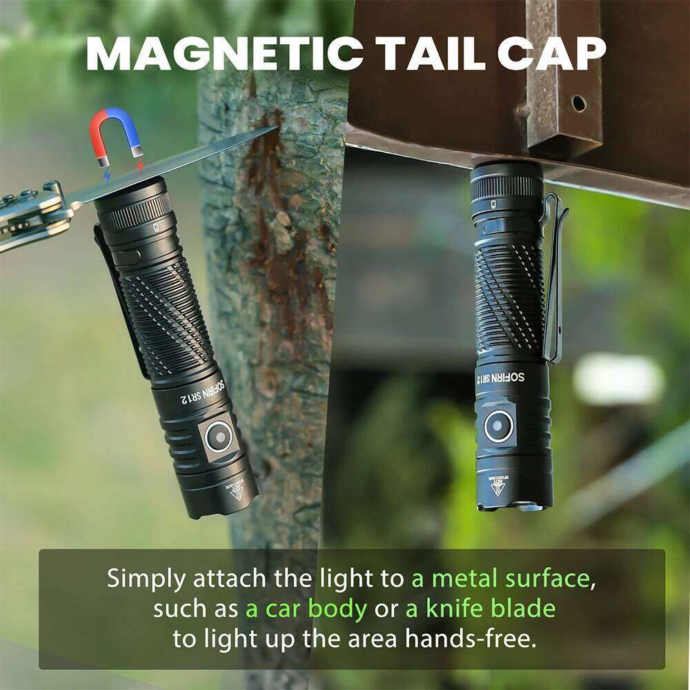 Sofirn SR12 1450lm Pocket Flashlight SFT25R LED Spotlight 396m Powerful Torch with Magnetic Tailcap Z260301