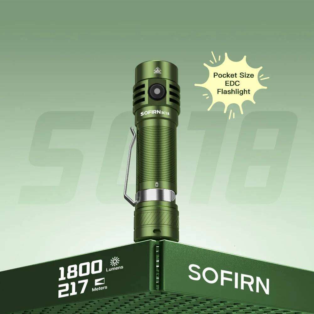 Sofirn SC18 1800lm SST40 LED 18650 Torch TIR Optics Lens EDC Flashlight USB C Rechargeable Lantern Z260301