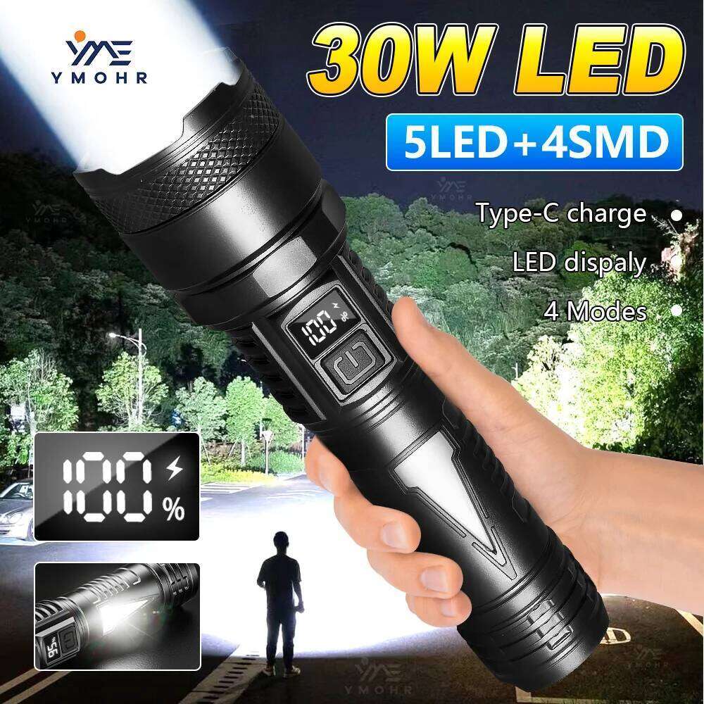 Self Defense High Power Led Flashlights Safety USB Rechargeable Outdoor Emergency Spotlights 18650 Battery Tactical Torch Z260301