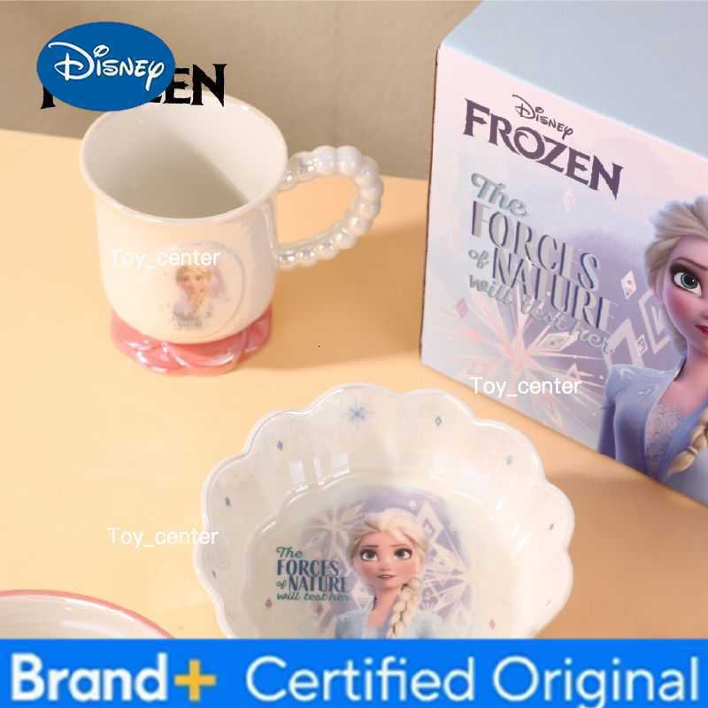 Disney Frozen Childrens Tableware Princess Elsa Tableware Ceramic Girls Cartoon Children Birthday Gift H260302