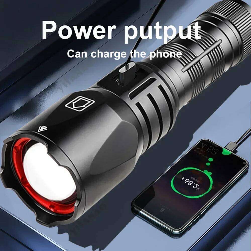 High Power White Laser LED Flashlight 26650 Battery USB Rechargeable Shot 1500m Strong Light Tactical Torch Outdoor Camping Lamp Z260301