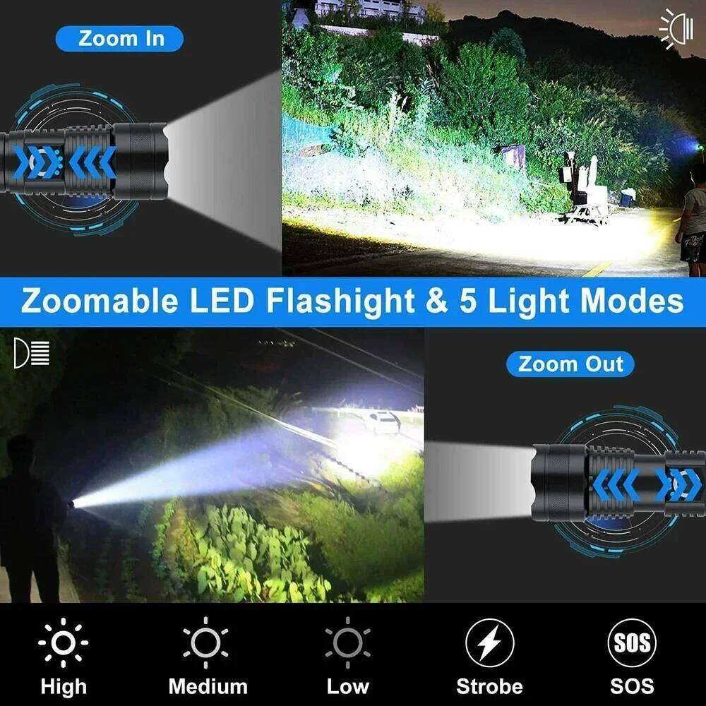 High Power XHP50.2 USB Rechargeable White/Yellow Led Flashlight 4Cores Torch Set Zoomable Usb Hand Lantern For Camping Outdoor Z260301