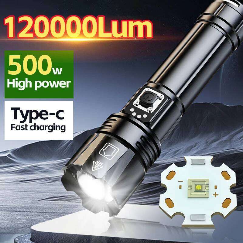 High-power strong light LED flashlight zoomable USB rechargeable with and ultra-bright long-range Aluminium alloy outdoor torch Z260301