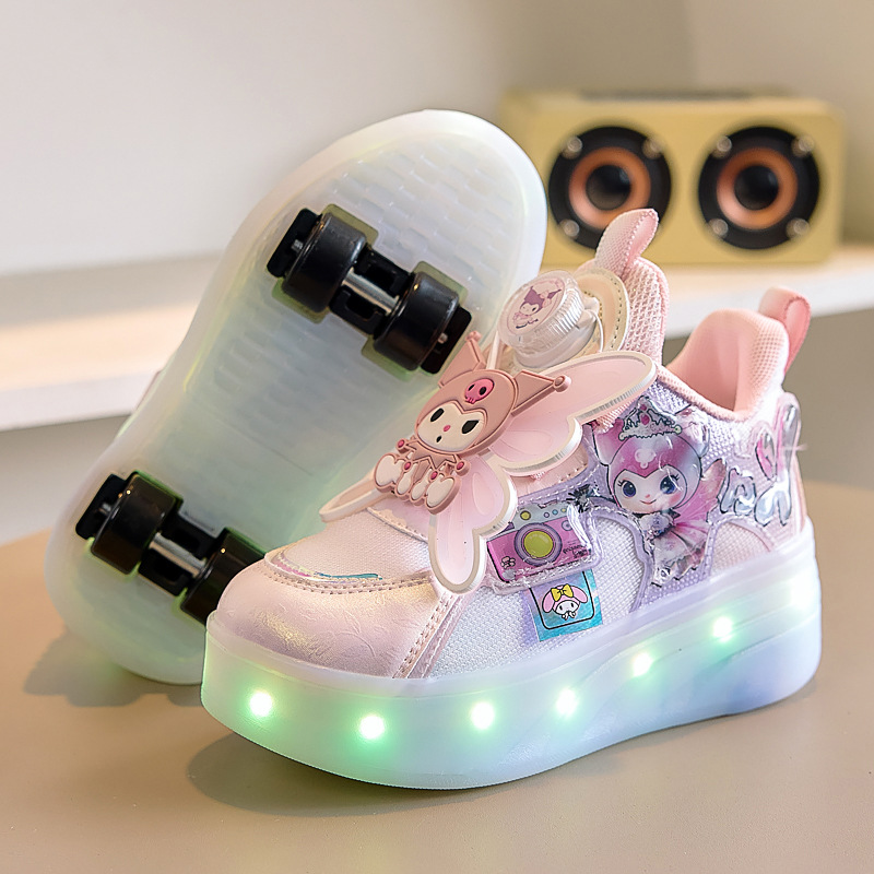 Free shipping Outdoor Sports kid Shoes Children's Roller Girls Trendy Four-Wheel Sneakers Invisible Skate Shoes with Wheels for Students Size 28-