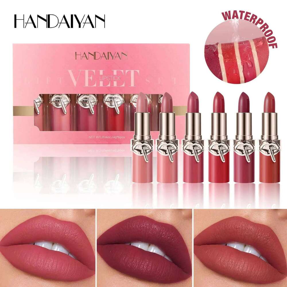 Waterproof Velvet Lipstick Set Matte High Pigment Long Lasting Moisturizing Non Fade Nude Red Lip Gloss Beauty Cosmetic H260302