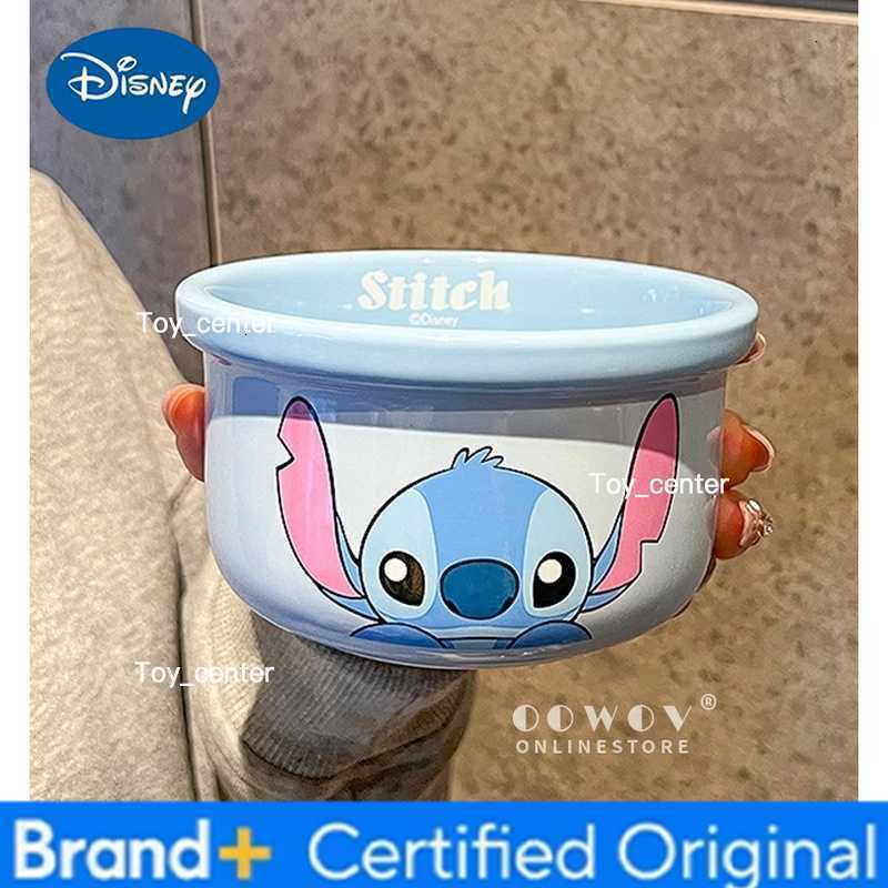 Disney New Cute Cartoon Anime Peripheral Stitch Ceramic Household ChildrenS Rice Bowl Cartoon Tableware Spoon Furniture Party Gifts H260302