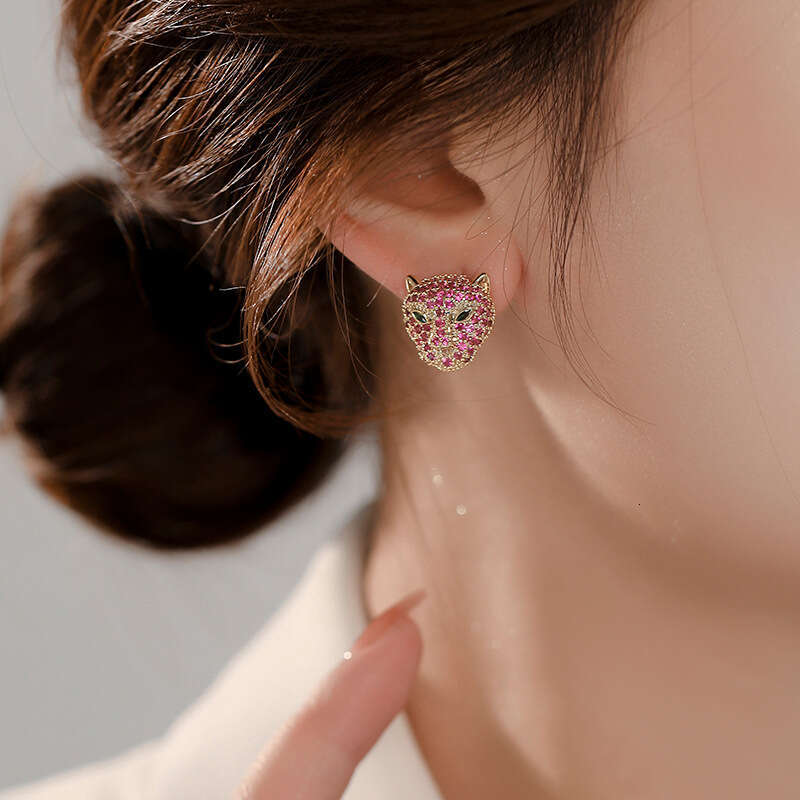 Leopard Head Earrings Trendy Light Luxury Style And Personality High-end Earrings